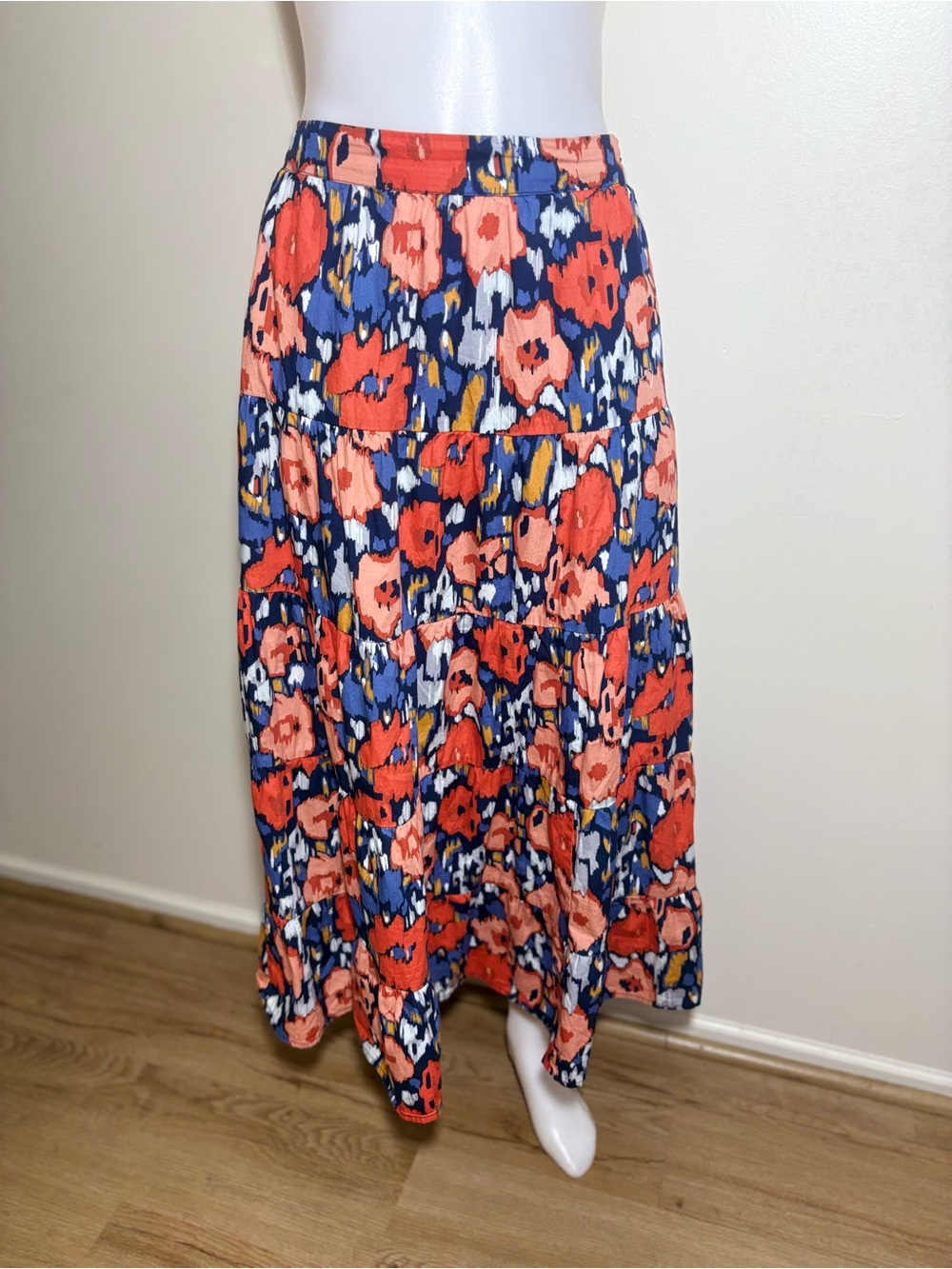 Boden Floral Print A-Line Midi Skirt Multicolor with Pockets Size 12
